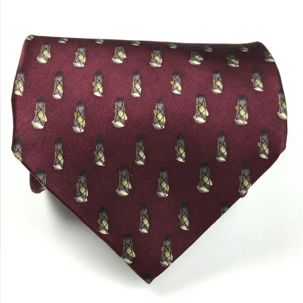 JERRY J GARCIA1996 Men's Silk Necktie Lady with Argyle Socks #14 Burgundy Tie